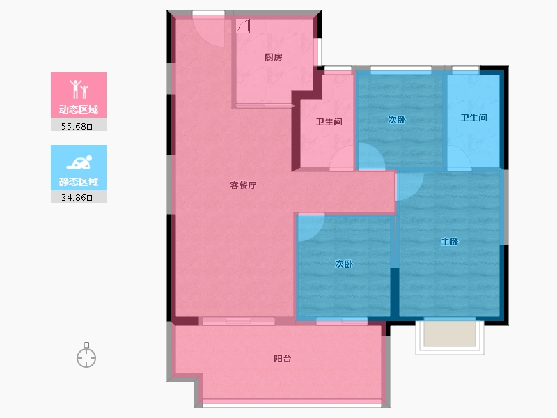 江西省-南昌市-红城投禧悦·雅云-81.56-户型库-动静分区