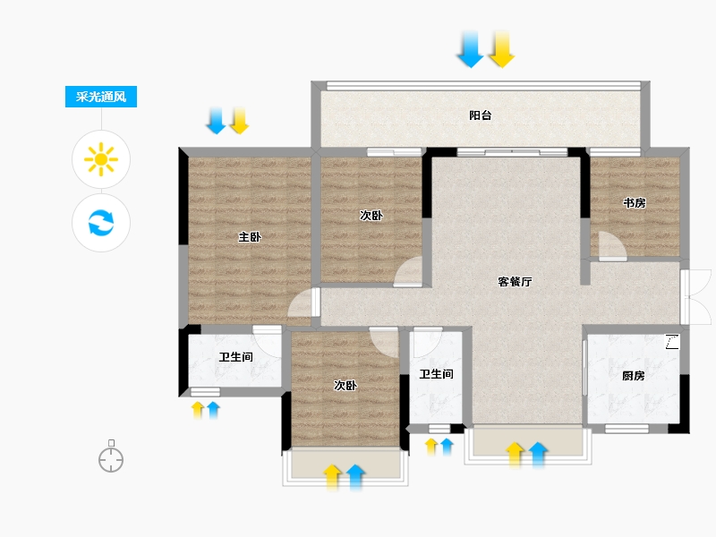 广西壮族自治区-南宁市-彰泰江景湾-104.59-户型库-采光通风