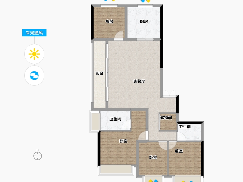 浙江省-杭州市-荟品天语城-124.00-户型库-采光通风