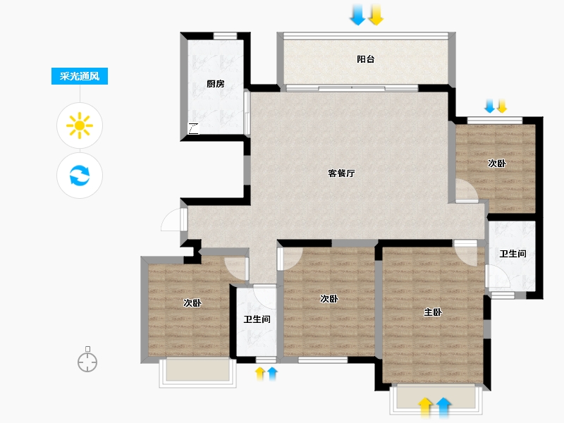 广西壮族自治区-南宁市-中海哈罗学府-113.99-户型库-采光通风