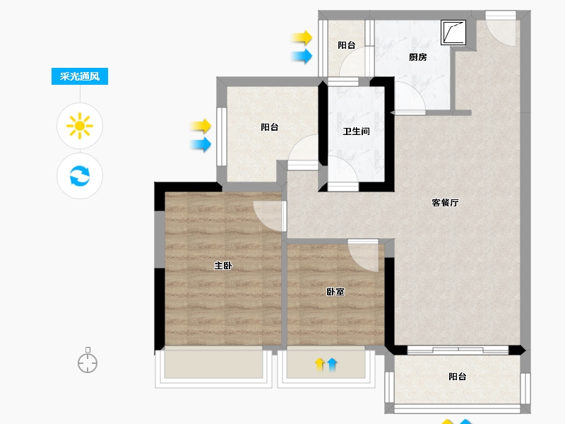 广东省-中山市-时光樾-65.28-户型库-采光通风