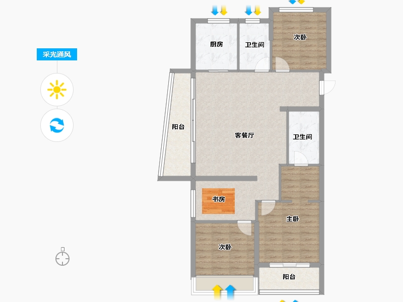 浙江省-杭州市-未来云帆城-103.41-户型库-采光通风