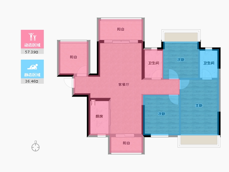 广西壮族自治区-南宁市-滨江锦湾-83.73-户型库-动静分区