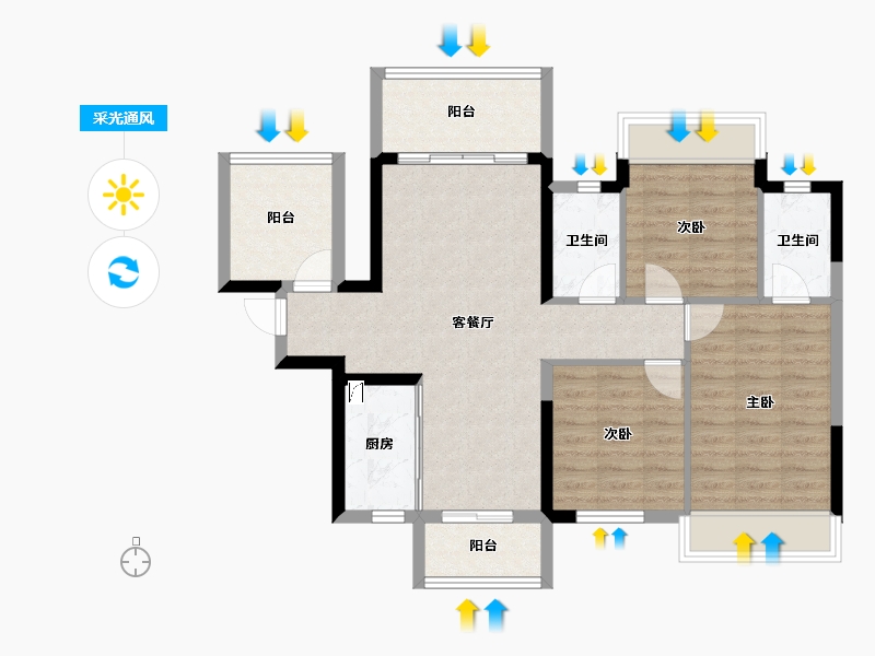 广西壮族自治区-南宁市-滨江锦湾-83.73-户型库-采光通风