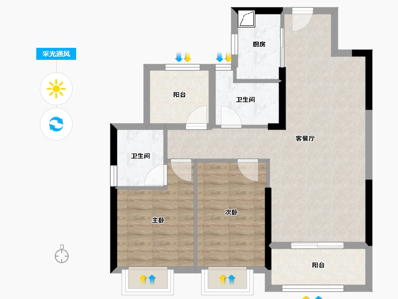 广东省-佛山市-复地公园和光-74.09-户型库-采光通风