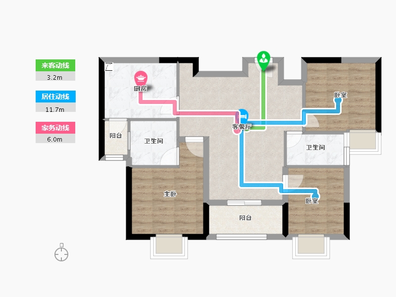 广东省-佛山市-恒大滨江华府-73.13-户型库-动静线