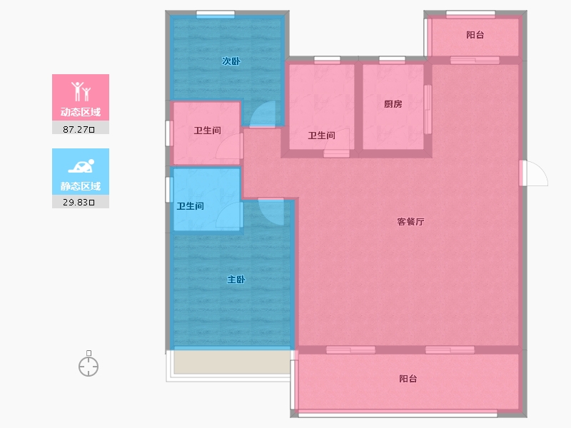 安徽省-合肥市-城建琥珀东华府-105.71-户型库-动静分区