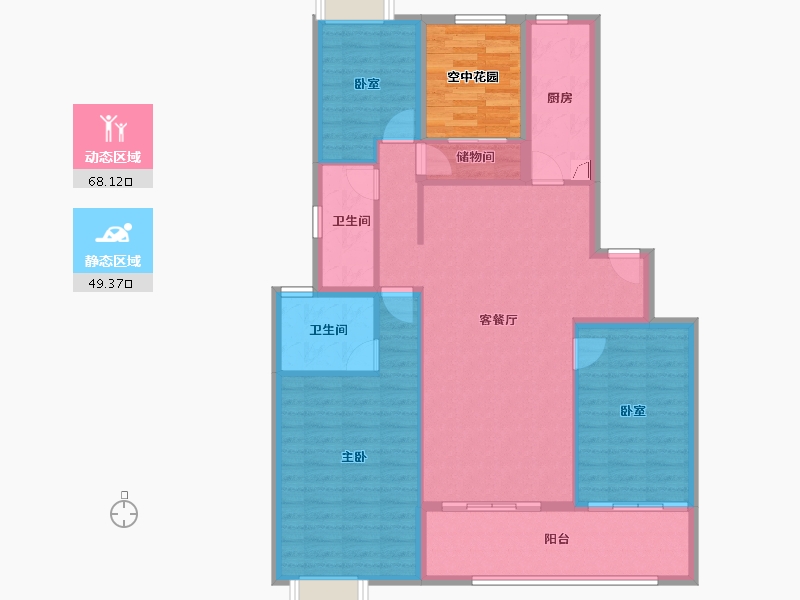 广东省-佛山市-保利中交大都汇-113.60-户型库-动静分区