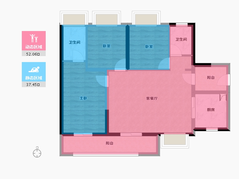 广东省-佛山市-保利时代天珀-79.53-户型库-动静分区