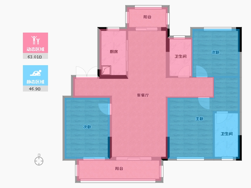 湖北省-宜昌市-融创宏泰学府壹号-102.00-户型库-动静分区