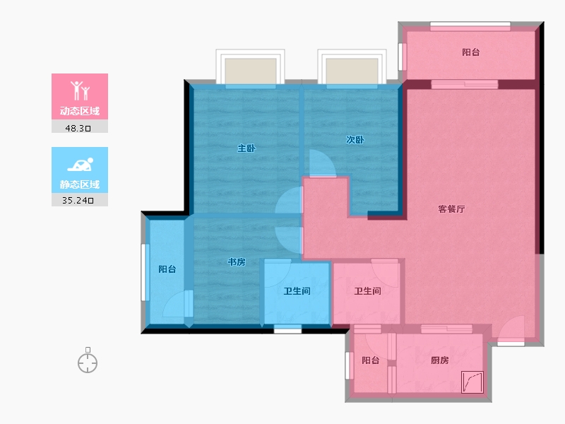 广东省-佛山市-复地公园和光-73.60-户型库-动静分区