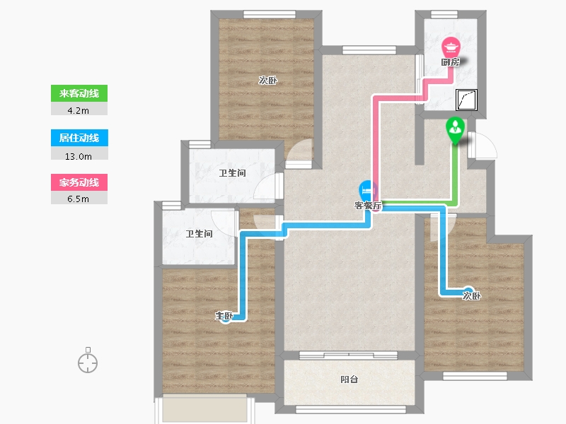 河北省-石家庄市-清河湾东区-105.00-户型库-动静线