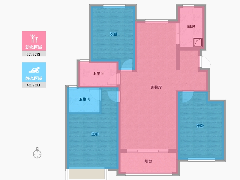 河北省-石家庄市-清河湾东区-105.00-户型库-动静分区