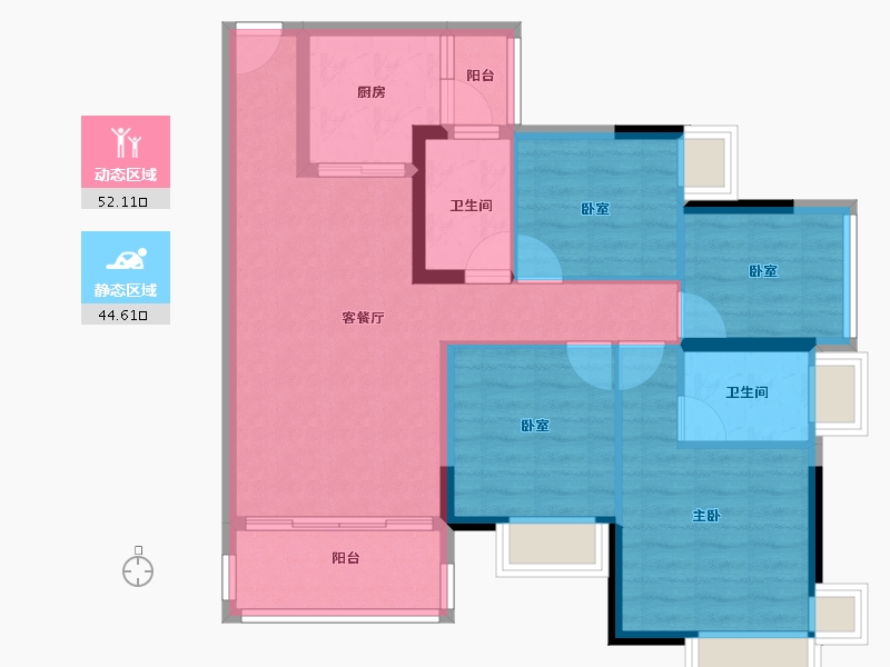 广东省-佛山市-盛凯宇逸江澜-86.00-户型库-动静分区