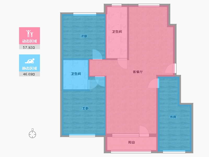 辽宁省-大连市-翠岛五期-100.00-户型库-动静分区