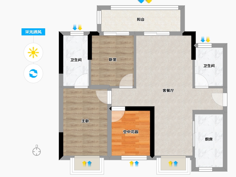 广东省-佛山市-中交白兰春晓-68.76-户型库-采光通风