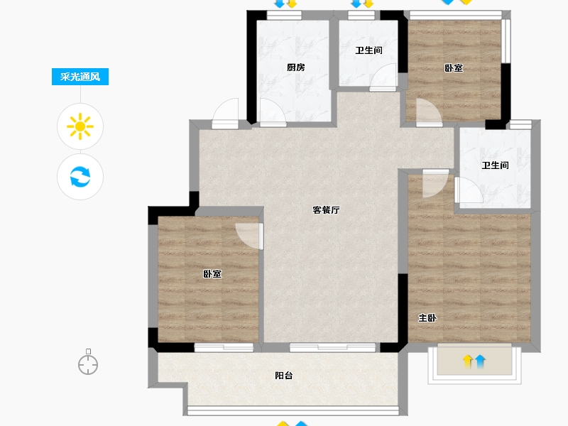 安徽省-合肥市-北麓雅院-75.00-户型库-采光通风