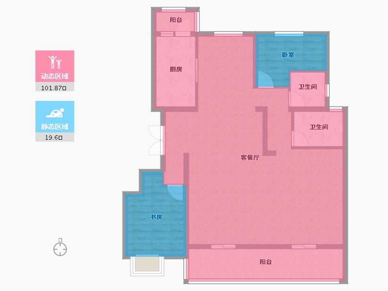 安徽省-合肥市-城建琥珀东华府-109.60-户型库-动静分区