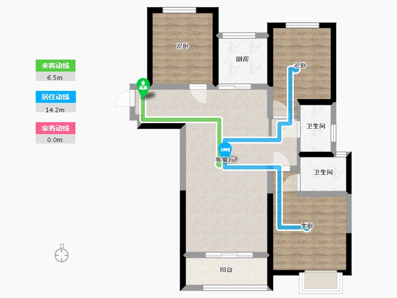 陕西省-西安市-启迪·大院儿-93.00-户型库-动静线