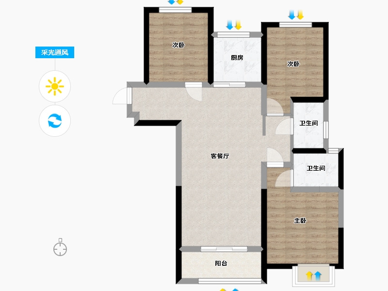 陕西省-西安市-启迪·大院儿-93.00-户型库-采光通风