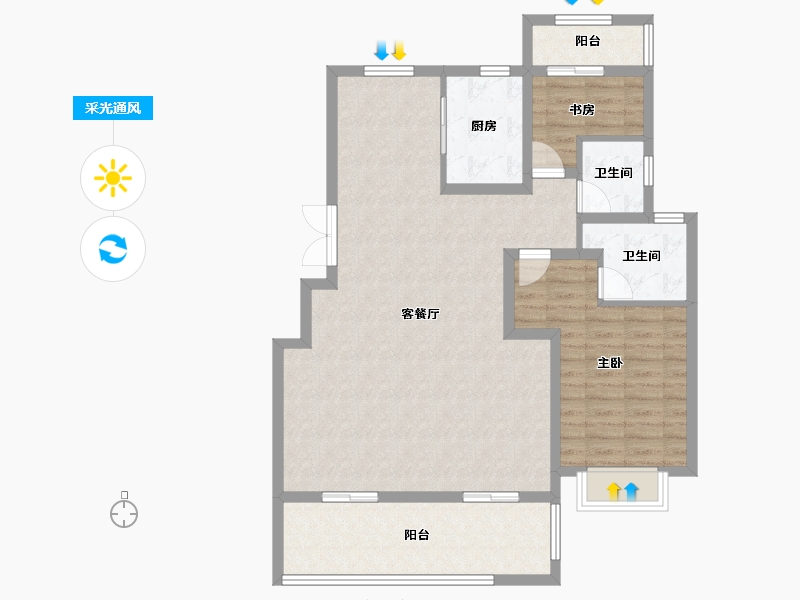 安徽省-合肥市-城建琥珀东华府-99.20-户型库-采光通风