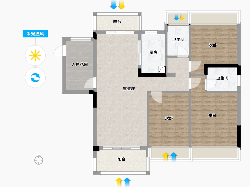 湖南省-郴州市-桂阳碧桂园-104.00-户型库-采光通风