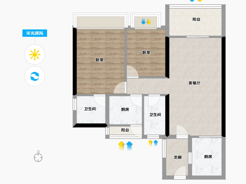 广东省-佛山市-金茂碧桂园正荣府-72.00-户型库-采光通风