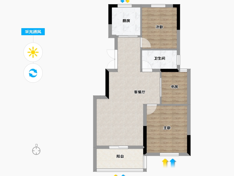 安徽省-合肥市-蓝城凤起巢鸣-70.39-户型库-采光通风