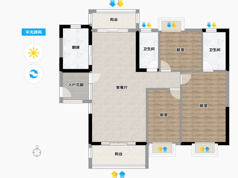 广东省-佛山市-明智雅苑-102.18-户型库-采光通风