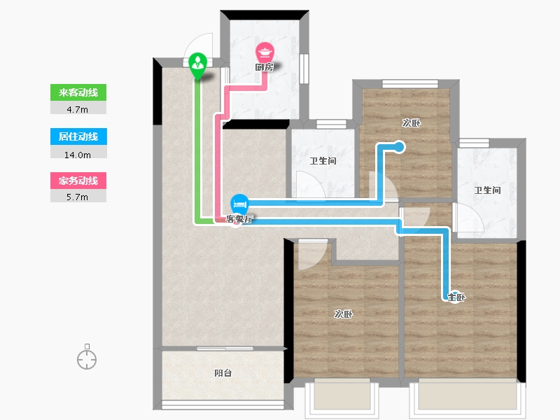 浙江省-杭州市-新力启云府-71.45-户型库-动静线