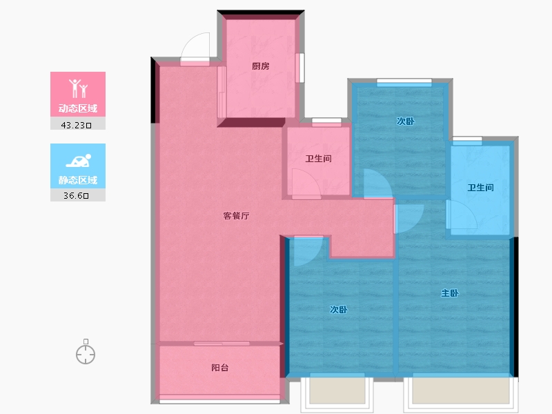 浙江省-杭州市-新力启云府-71.45-户型库-动静分区