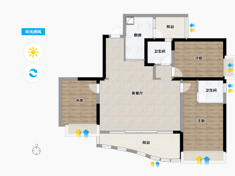 四川省-成都市-麓湖生态城-146.00-户型库-采光通风