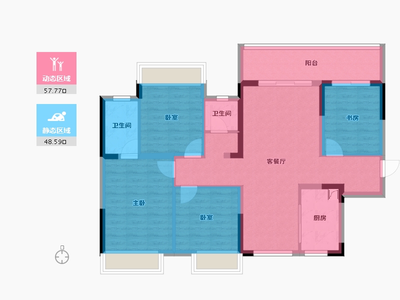 广西壮族自治区-南宁市-东鼎雍和府-95.03-户型库-动静分区