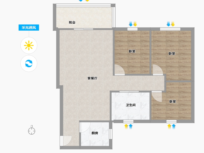 四川省-成都市-北港新城-93.00-户型库-采光通风