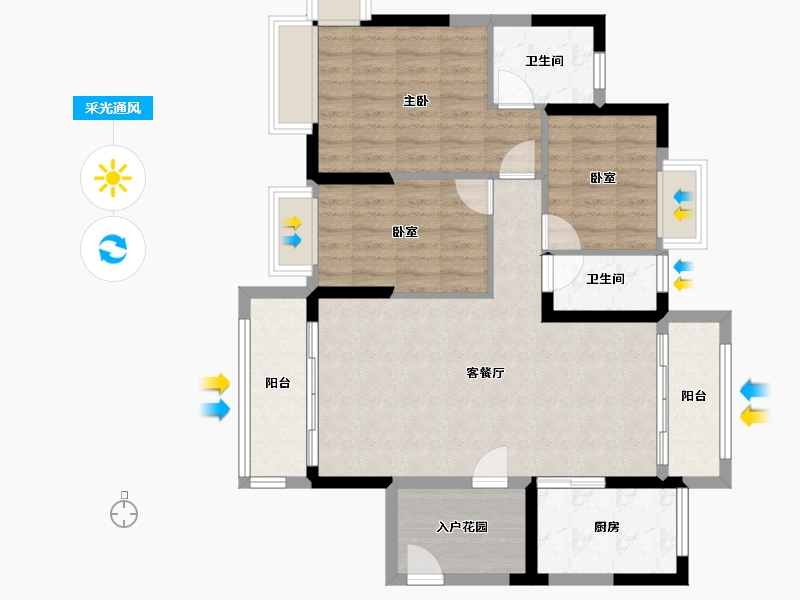 广东省-佛山市-明智雅苑-90.36-户型库-采光通风