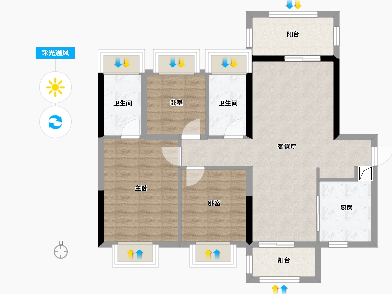 广东省-佛山市-金地海逸悦江-82.35-户型库-采光通风