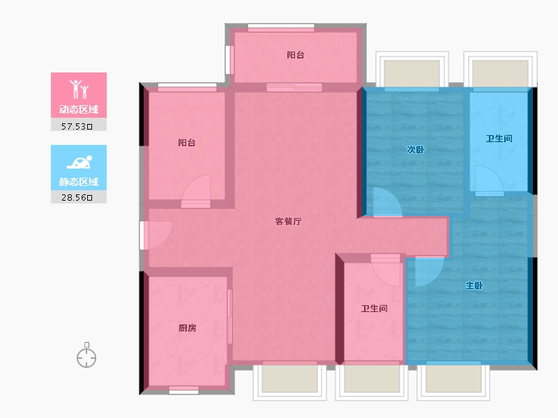 广东省-佛山市-美的金地新明珠凤翔湾壹号-76.40-户型库-动静分区