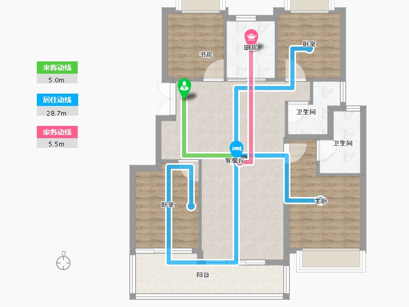 浙江省-杭州市-新湖金色池塘-98.40-户型库-动静线