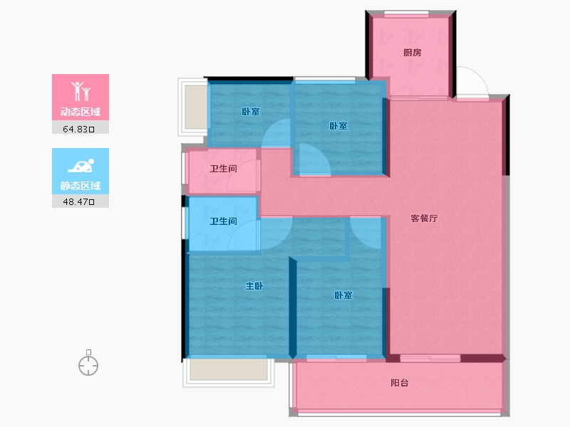 浙江省-杭州市-时代天境-102.41-户型库-动静分区