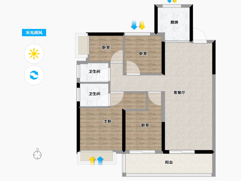 浙江省-杭州市-时代天境-102.41-户型库-采光通风