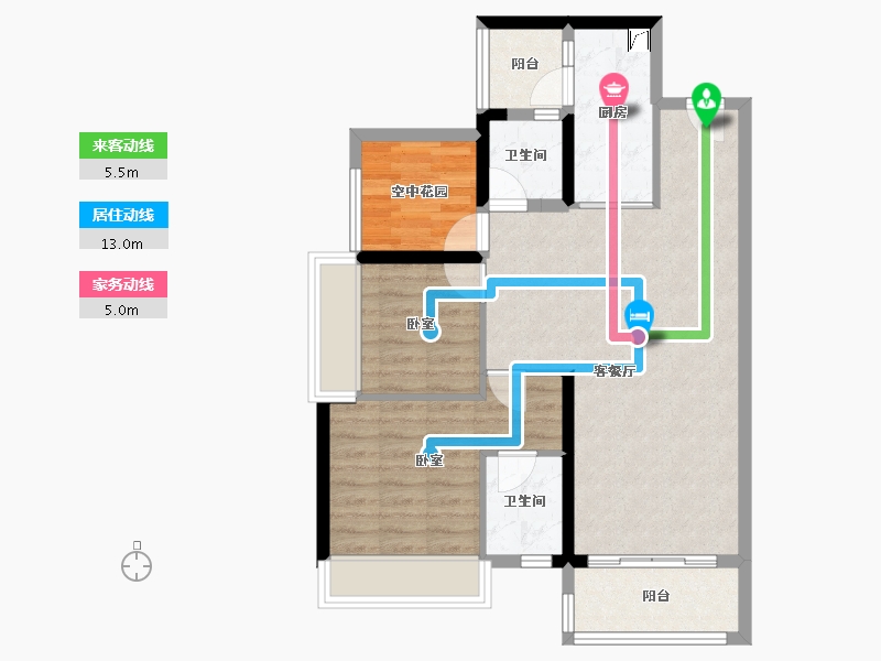 广东省-佛山市-保利中央公园-76.75-户型库-动静线