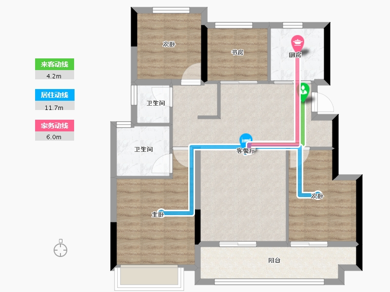 浙江省-杭州市-新力启云府-86.40-户型库-动静线