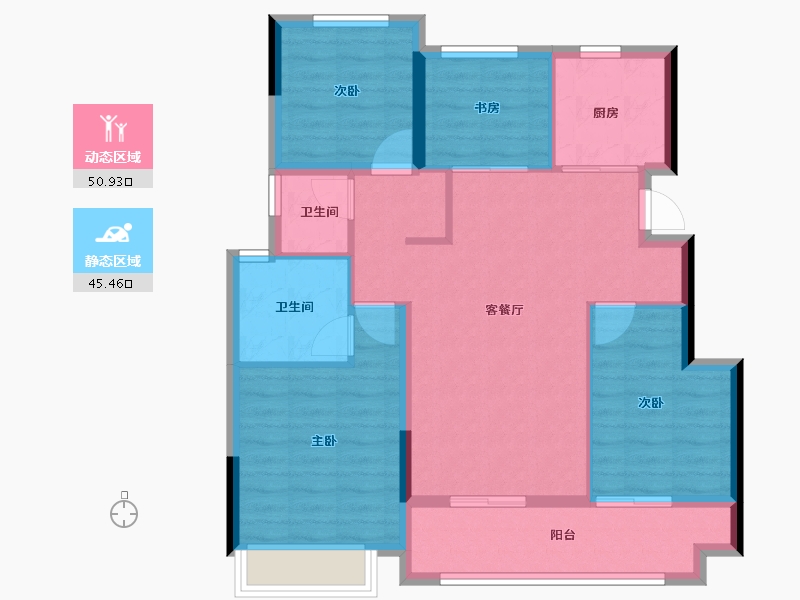 浙江省-杭州市-新力启云府-86.40-户型库-动静分区