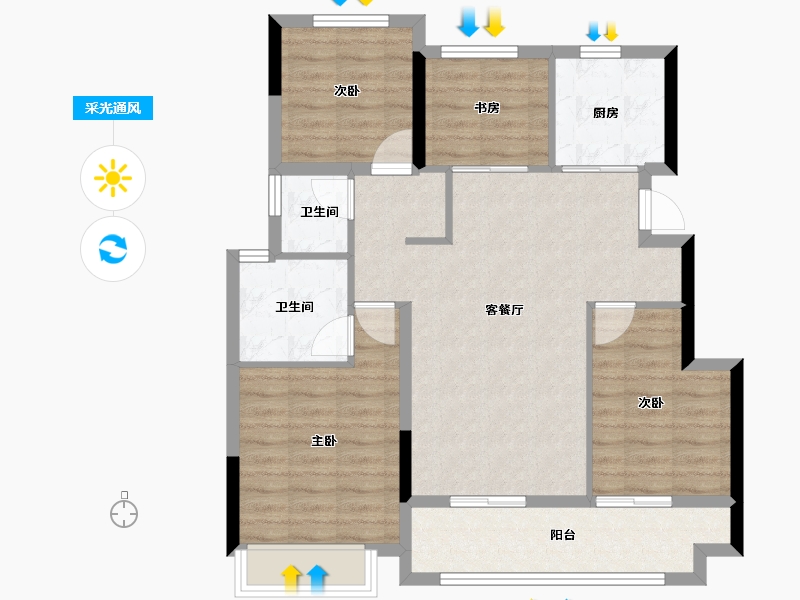 浙江省-杭州市-新力启云府-86.40-户型库-采光通风