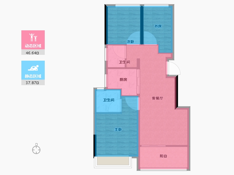 浙江省-杭州市-新力启云府-76.01-户型库-动静分区