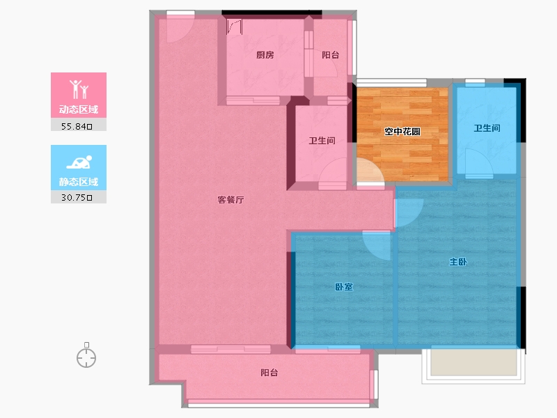 广东省-佛山市-保利中央公园-83.88-户型库-动静分区