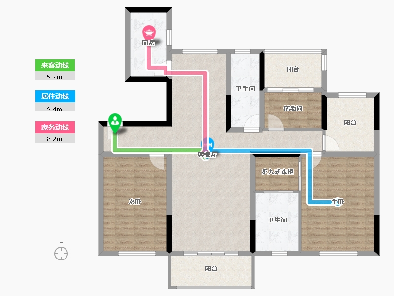 江苏省-南京市-仁恒公园世纪-121.60-户型库-动静线