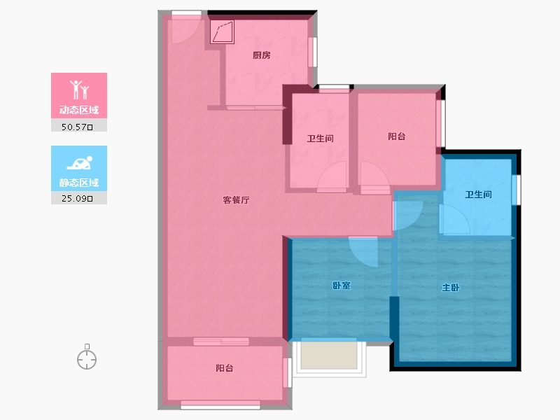 广东省-佛山市-美的金地新明珠凤翔湾壹号-66.28-户型库-动静分区