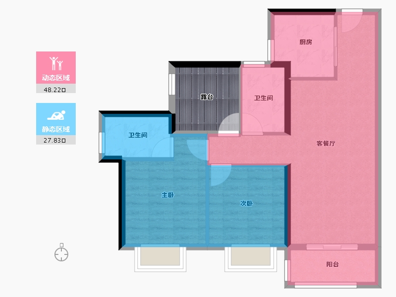 广东省-佛山市-季华正荣府-74.40-户型库-动静分区