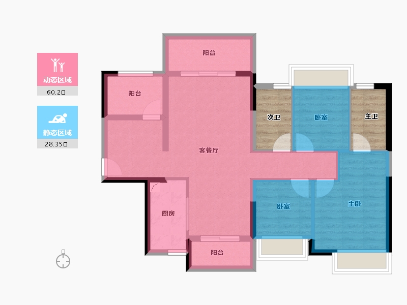 广东省-佛山市-招商悦府-87.85-户型库-动静分区